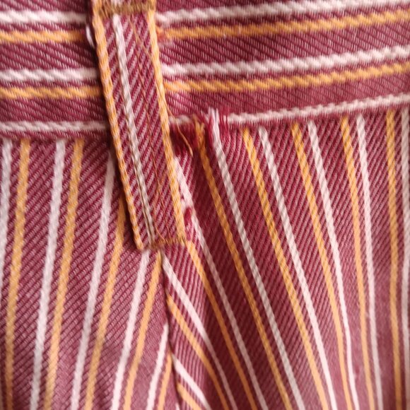 23x26 Boys Vintage Jeans 1970's Red Yellow Striped Flared Distress Hippy Bells - Picture 6 of 8
